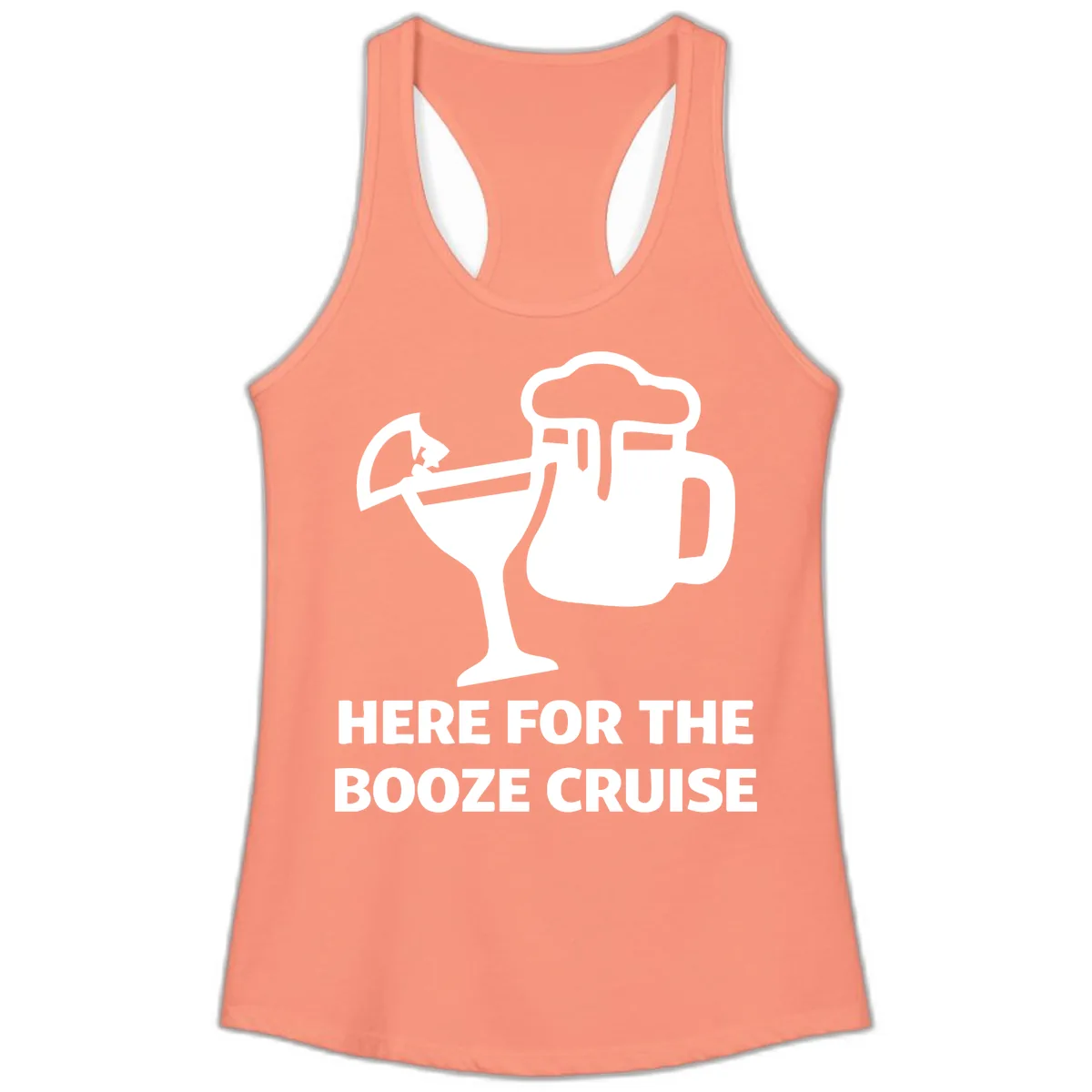 Here For The Booze Cruise Ladies Tank in Solid Light Orange
