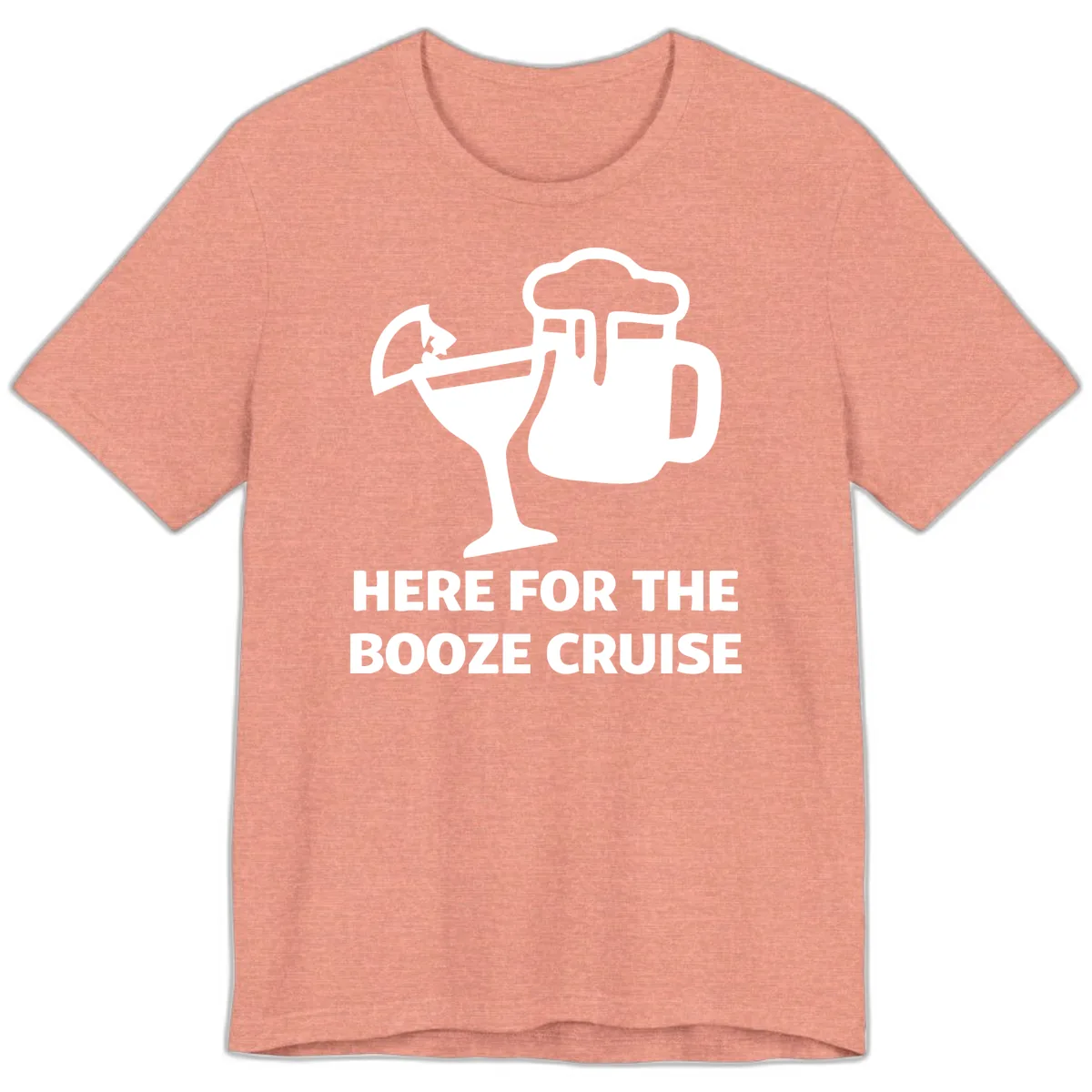 Here For The Booze Cruise Premium T-Shirt in Heather Sunset