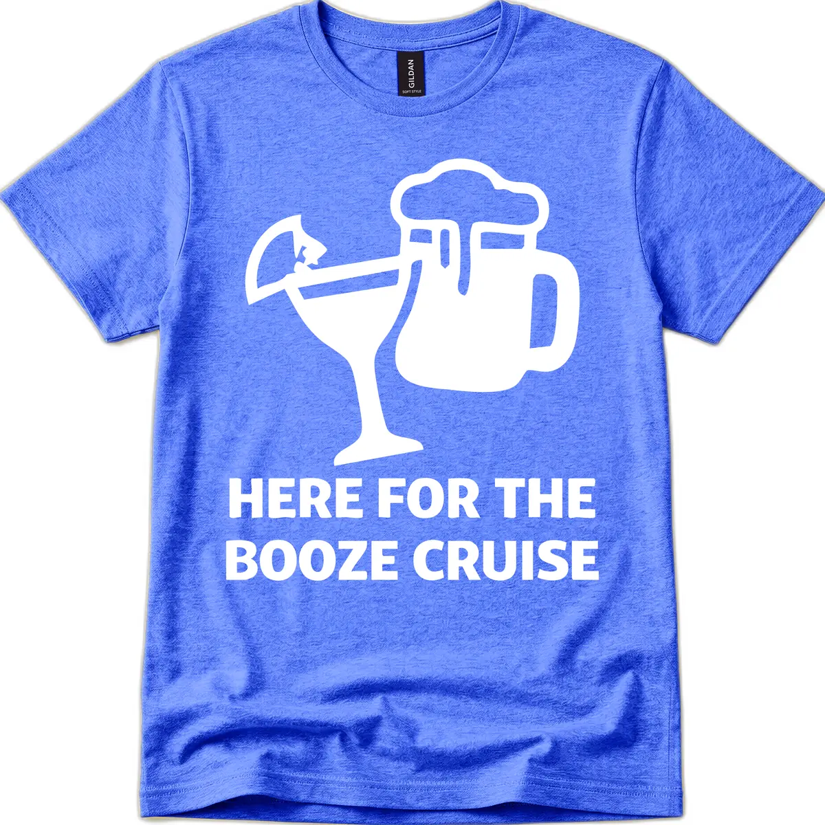 Here For The Booze Cruise T-Shirt in Heather Royal