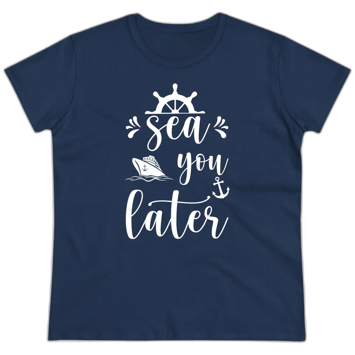 Sea You On The Water Ladies Tee in Navy