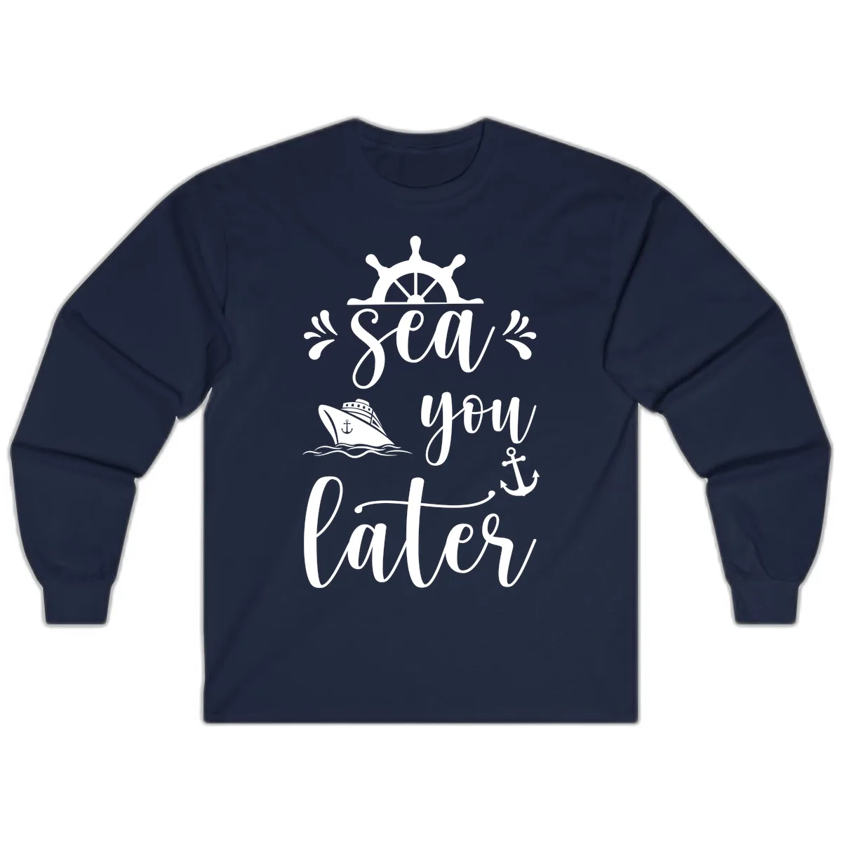 Sea You On The Water Long Sleeve in Navy