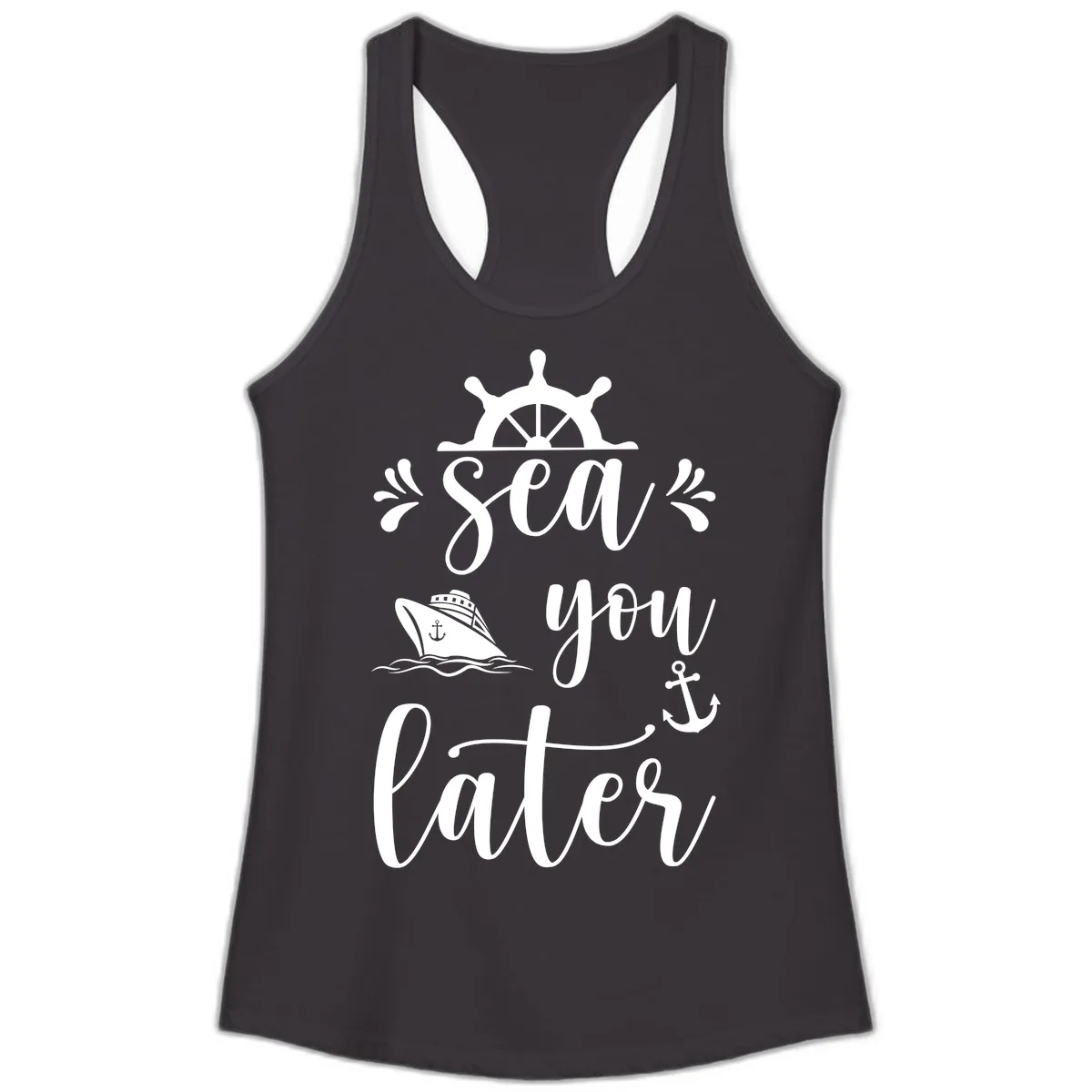 Sea You On The Water Ladies Tank in Black
