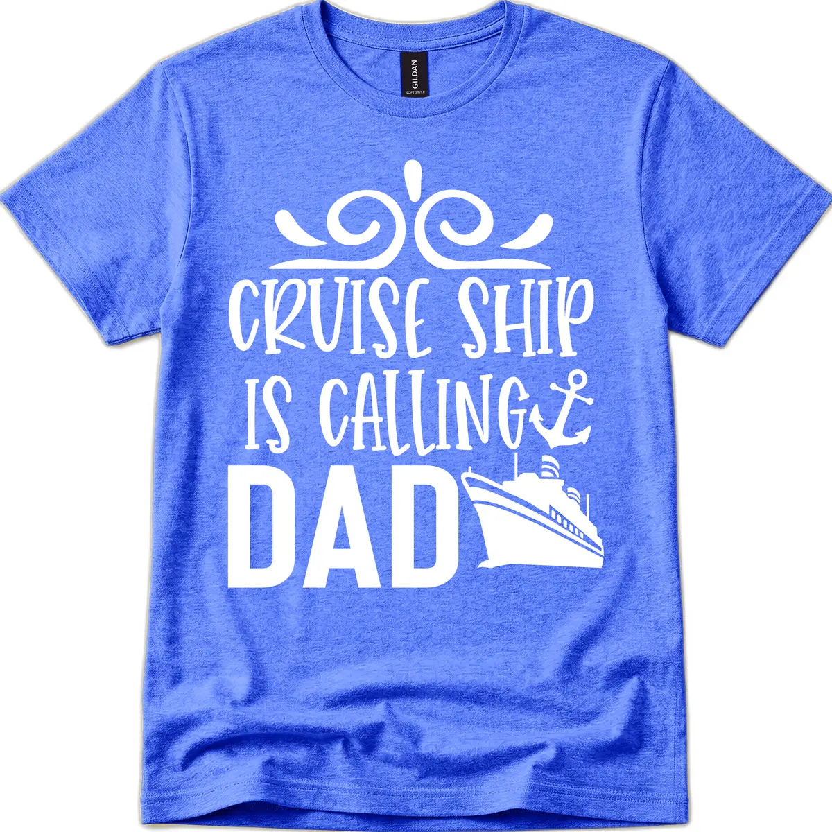 Cruise Ship Is Calling Dad T-Shirt in Heather Royal