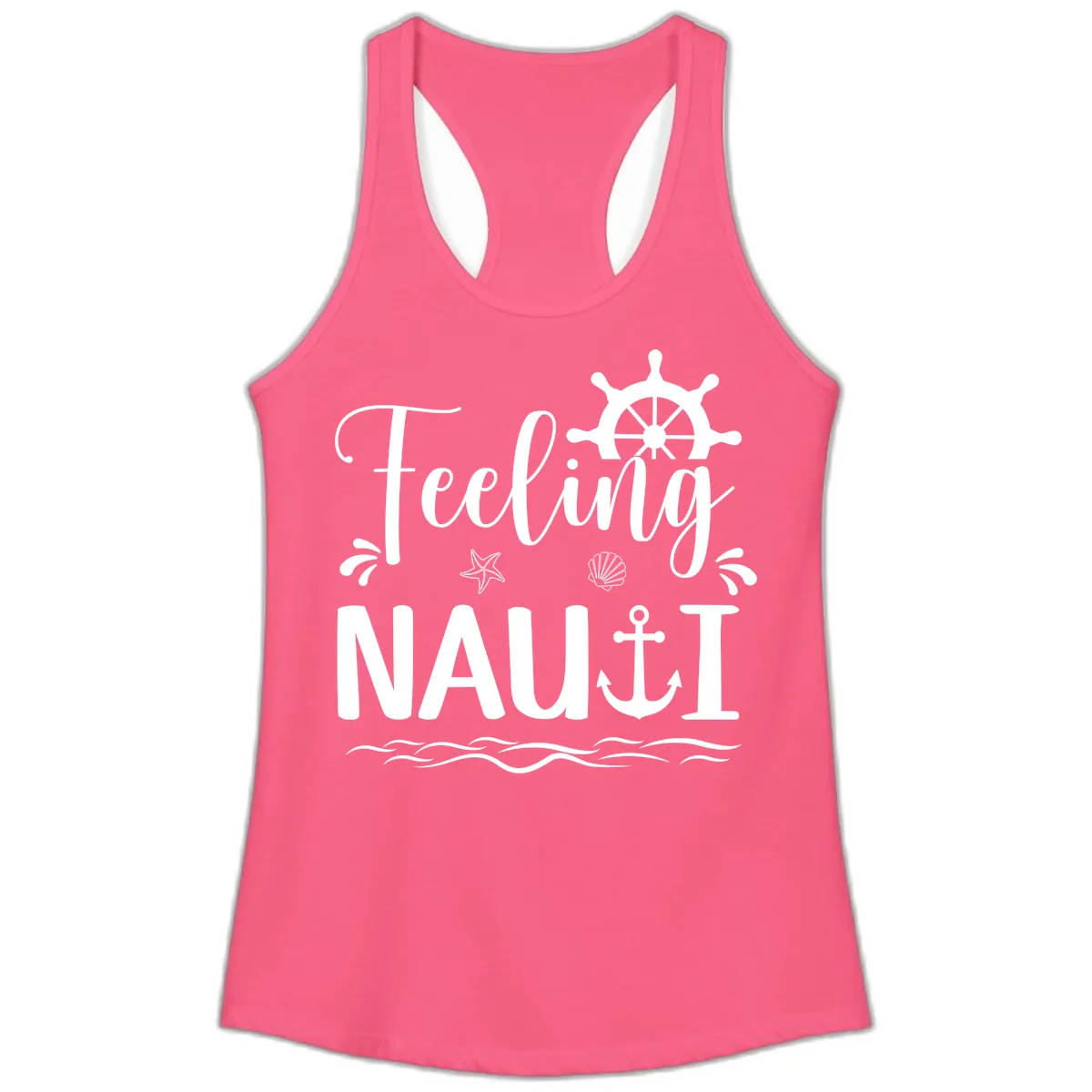 Feeling Nautical Ladies Tank in Solid Hot Pink