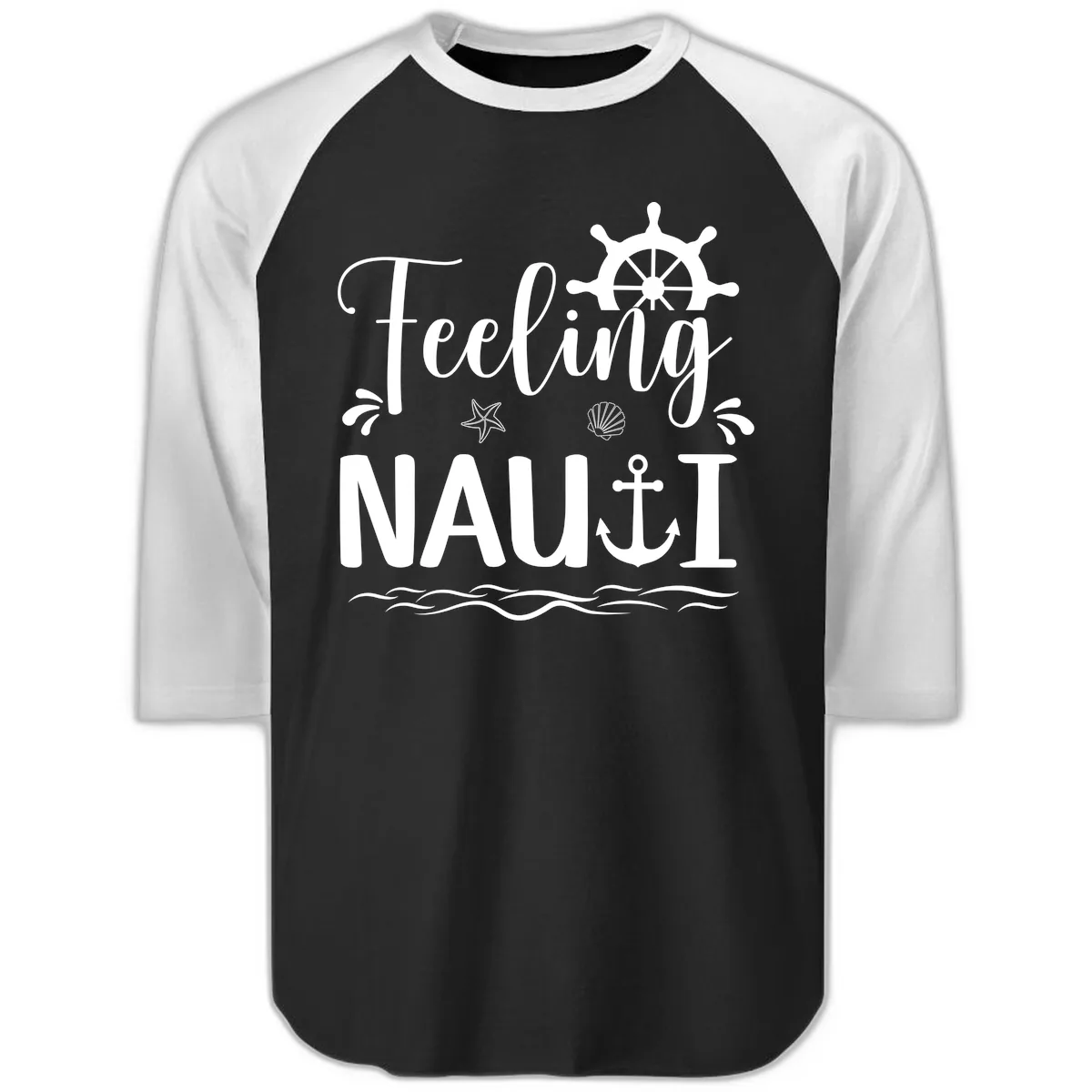 Feeling Nautical Raglan 3/4 in Black White