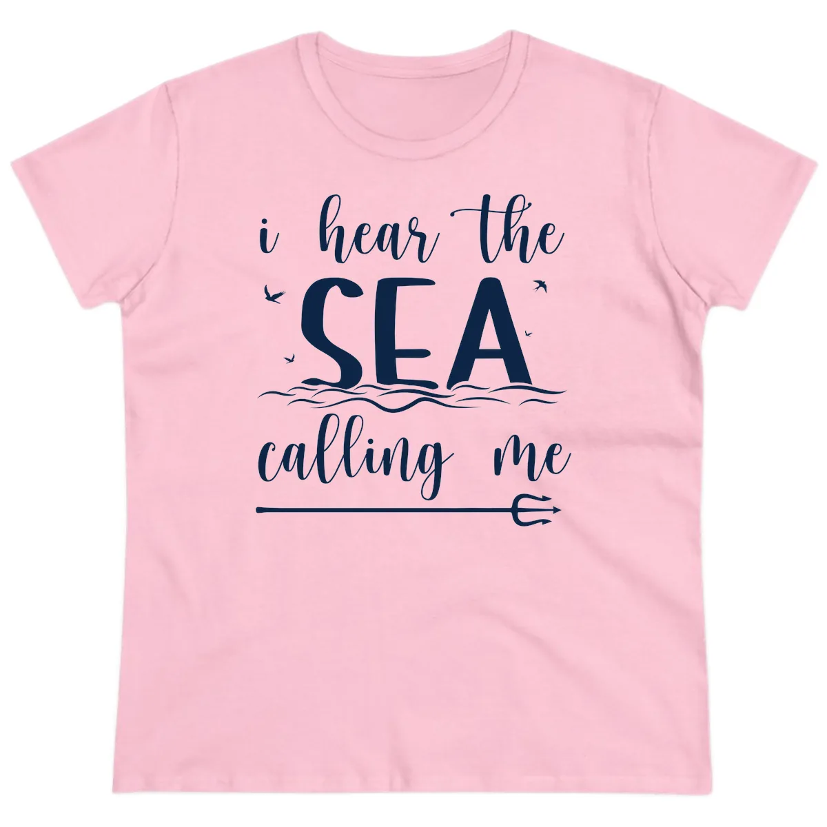I Hear The Sea Calling Me Ladies Tee in Light Pink