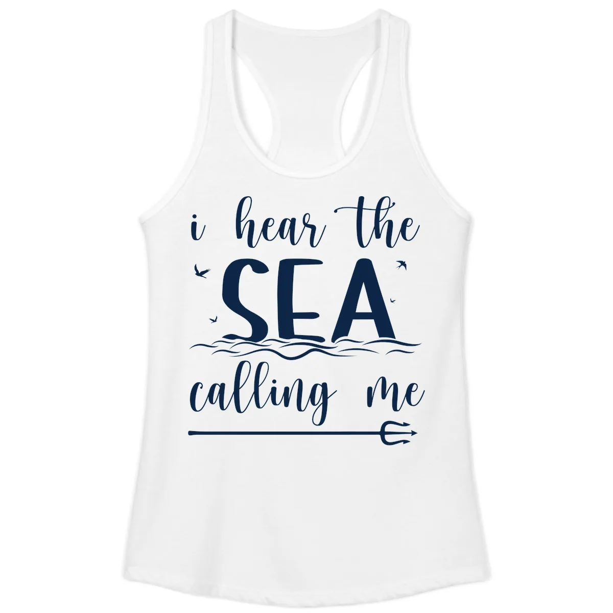 I Hear The Sea Calling Me Ladies Tank in White