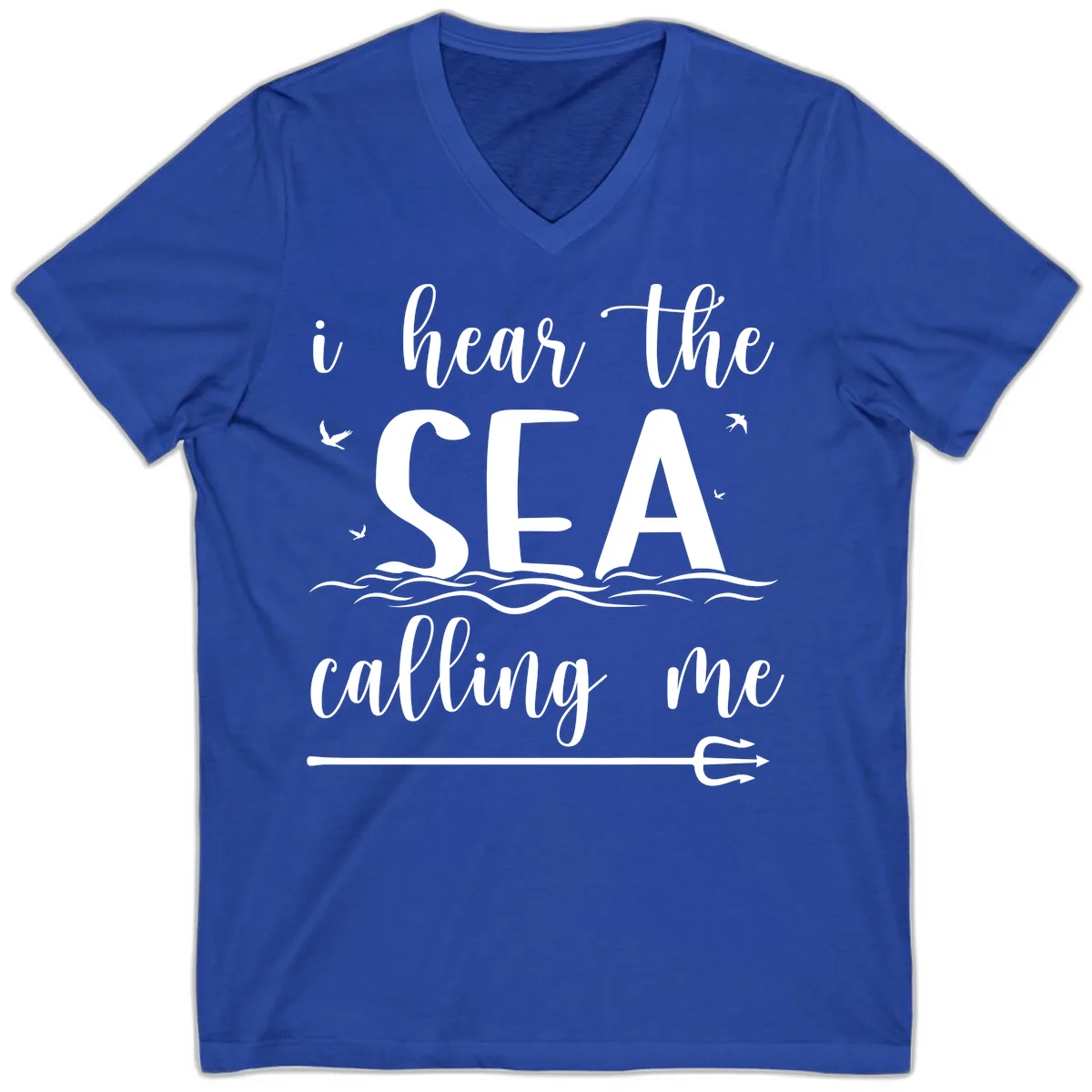 I Hear The Sea Calling Me V-Neck in True Royal