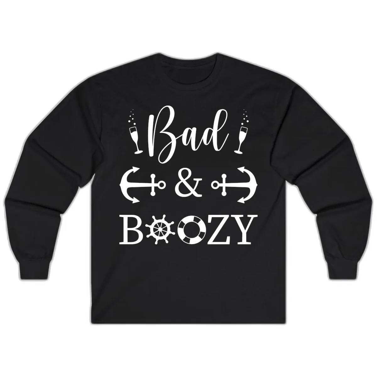 Bad & Bozy Nautical Cruise Design Long Sleeve in Black