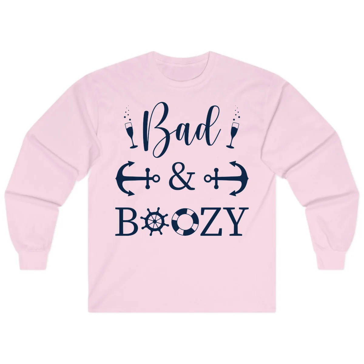 Bad & Bozy Nautical Cruise Design Long Sleeve in Light Pink