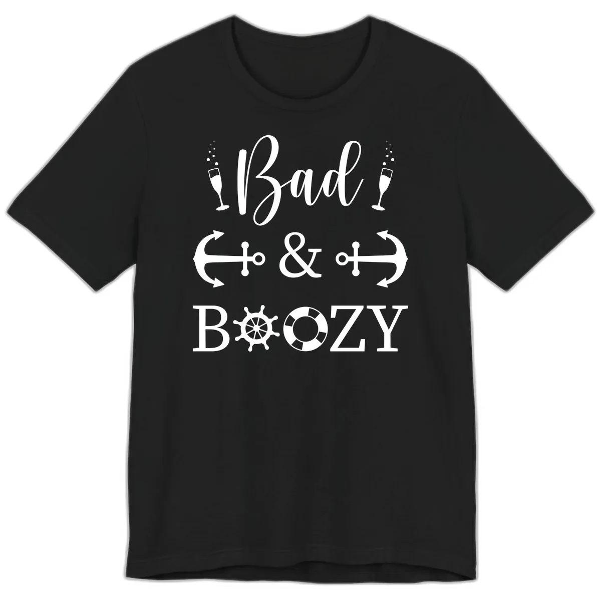 Bad & Bozy Nautical Cruise Design Premium T-Shirt in Black