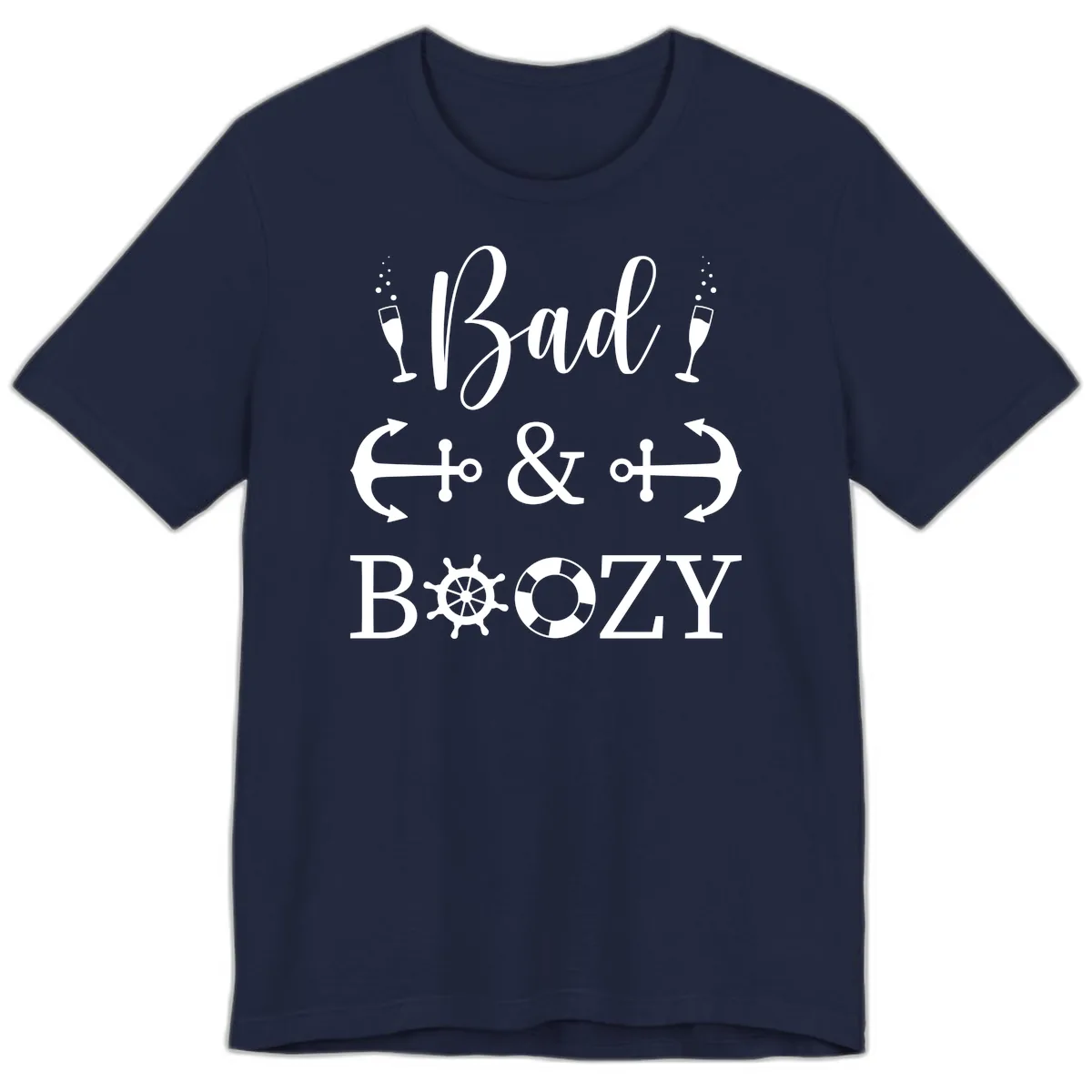 Bad & Bozy Nautical Cruise Design Premium T-Shirt in Navy