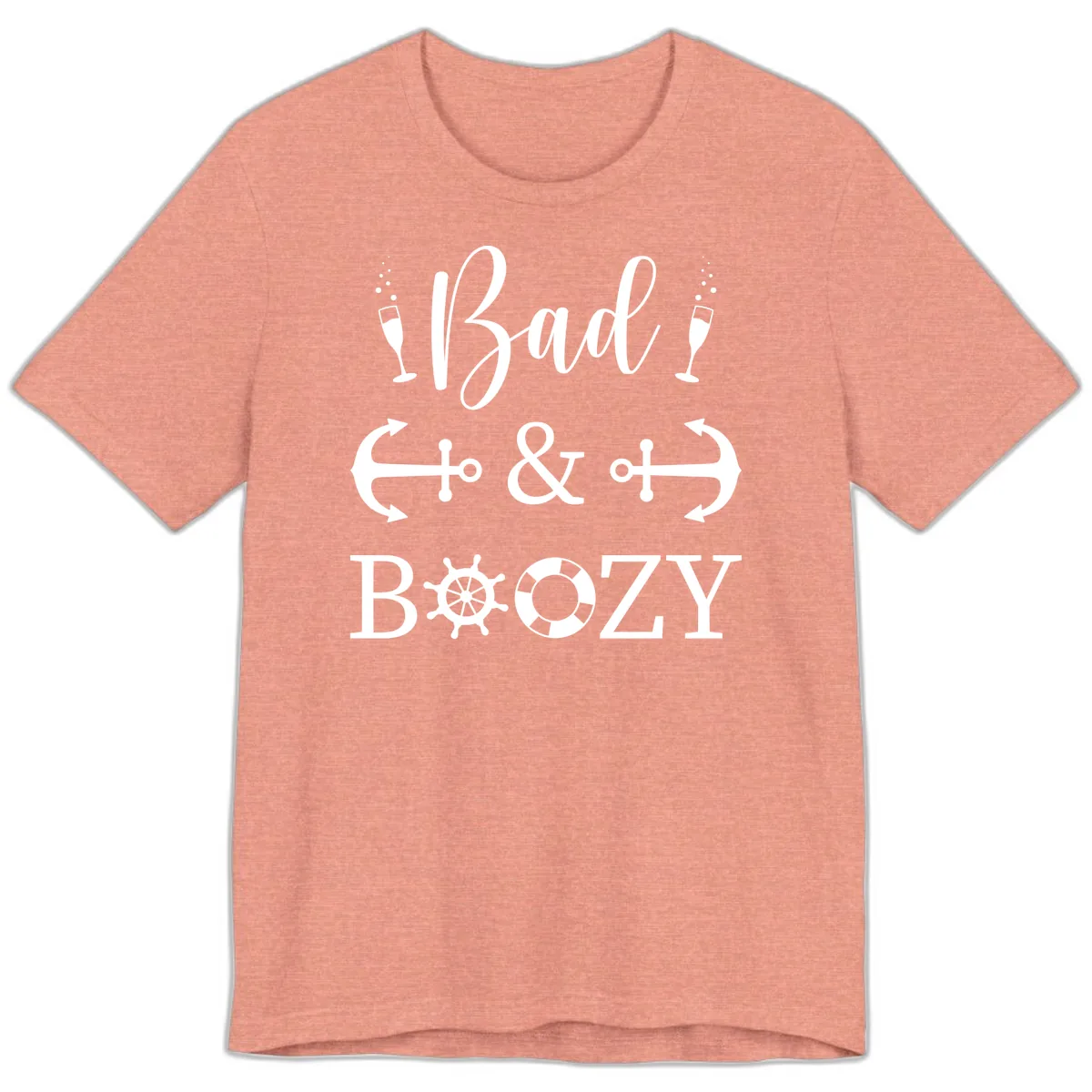 Bad & Bozy Nautical Cruise Design Premium T-Shirt in Heather Sunset