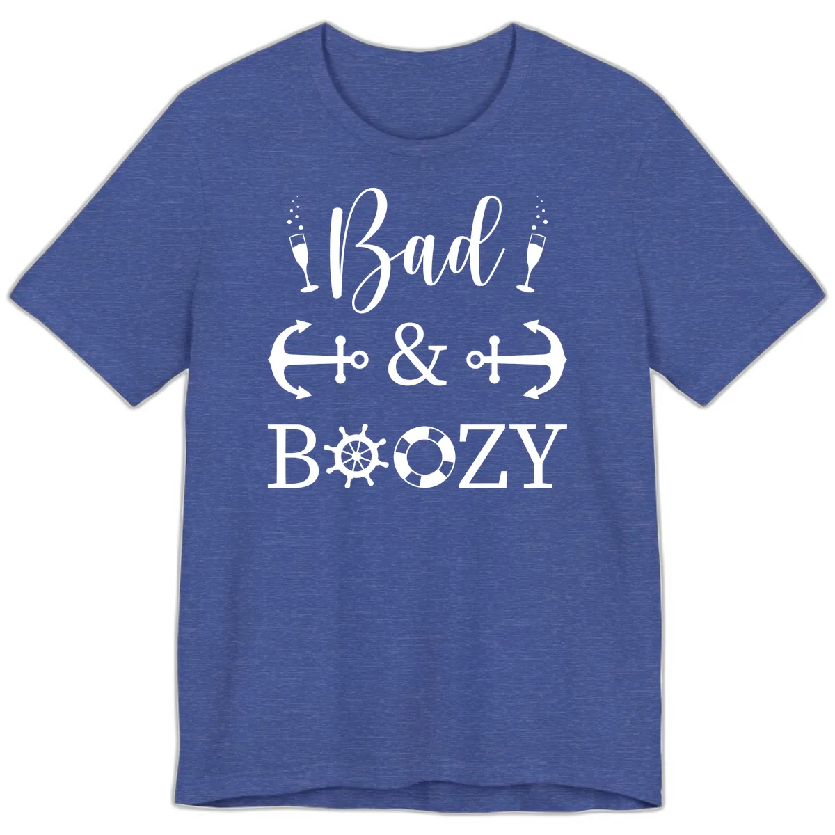 Bad & Bozy Nautical Cruise Design Premium T-Shirt in Heather True Royal