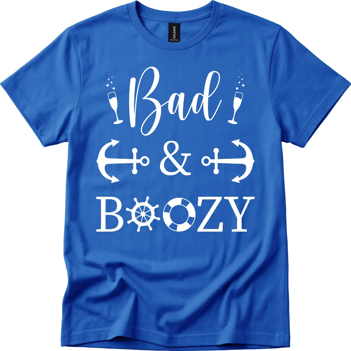 Bad & Bozy Nautical Cruise Design T-Shirt in Royal