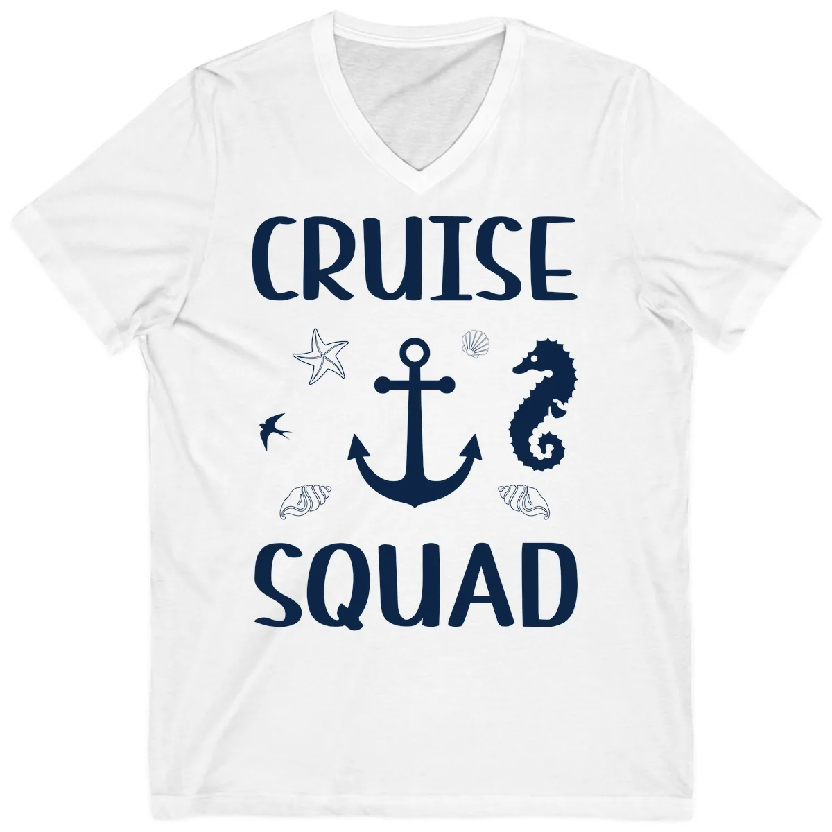 Cruise Squad Anchor V-Neck in White