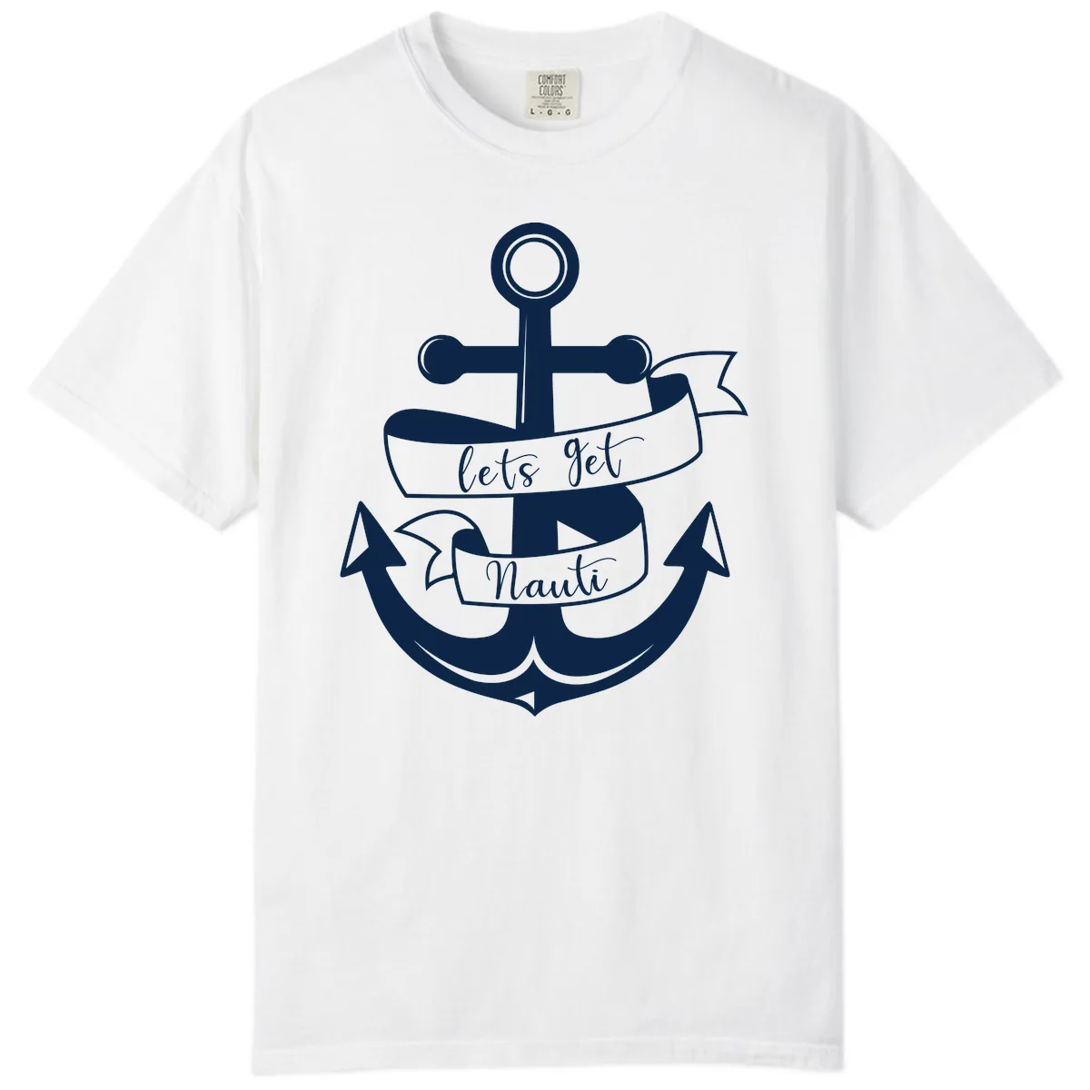 Let's Get Nauti Anchor Comfort Color in White