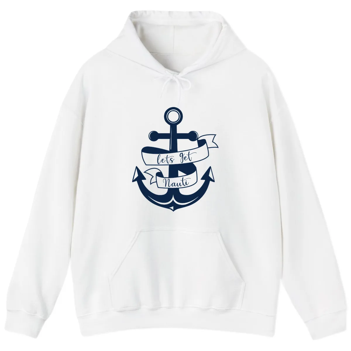 Let's Get Nauti Anchor Hoodie in White