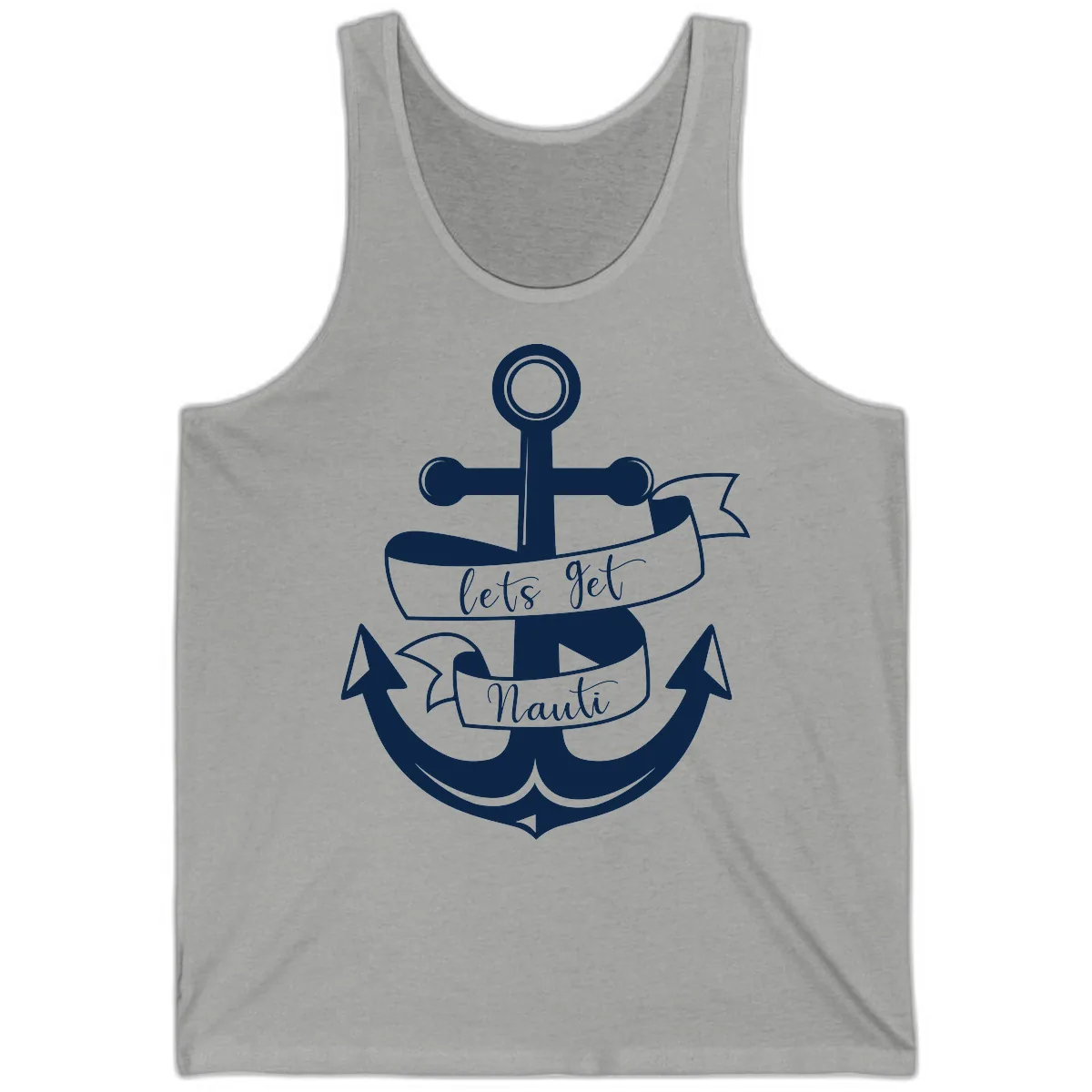 Let's Get Nauti Anchor Tank in Athletic Heather