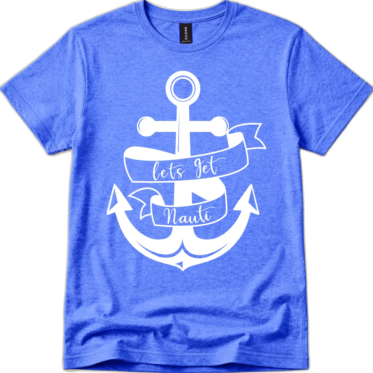 Let's Get Nauti Anchor T-Shirt in Heather Royal