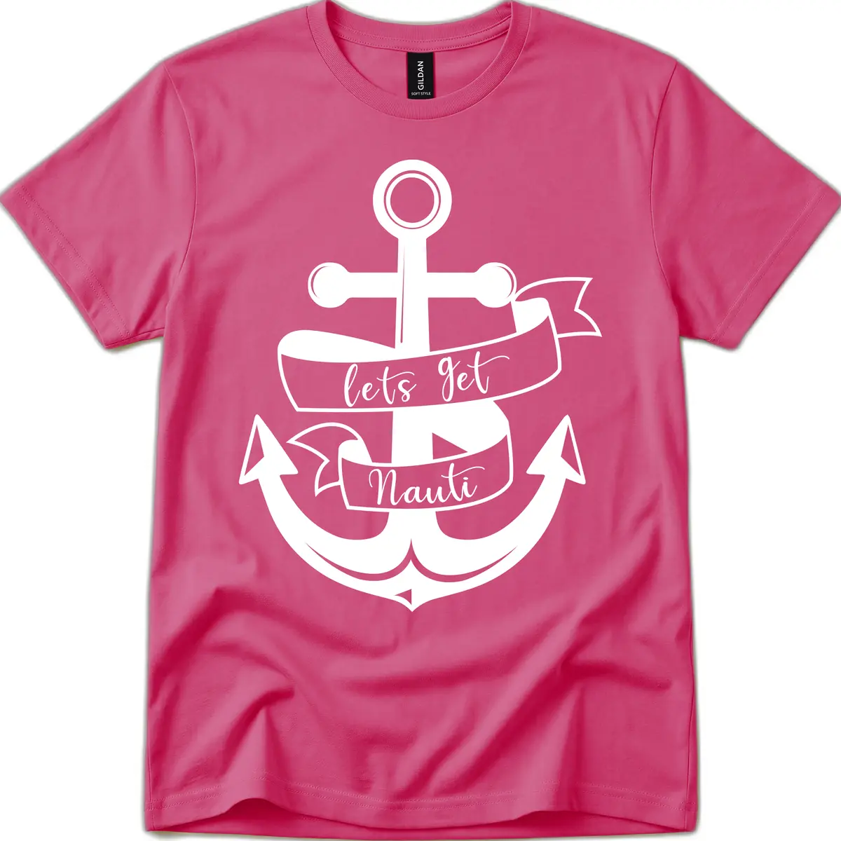 Let's Get Nauti Anchor T-Shirt in Heliconia