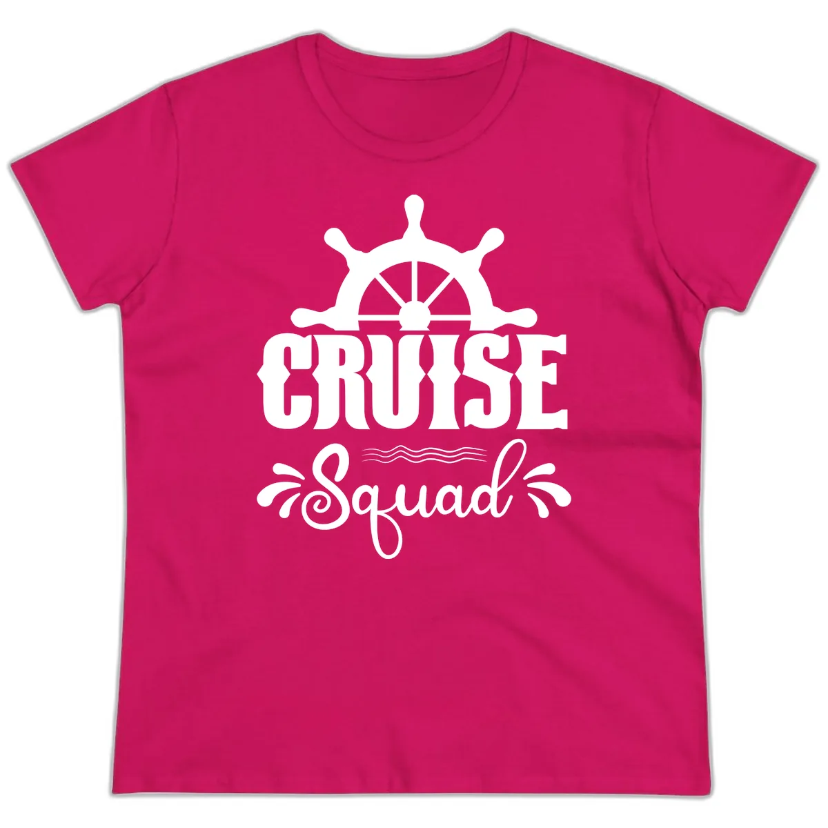Cruise Squad Nautical Helm Ladies Tee in Heliconia