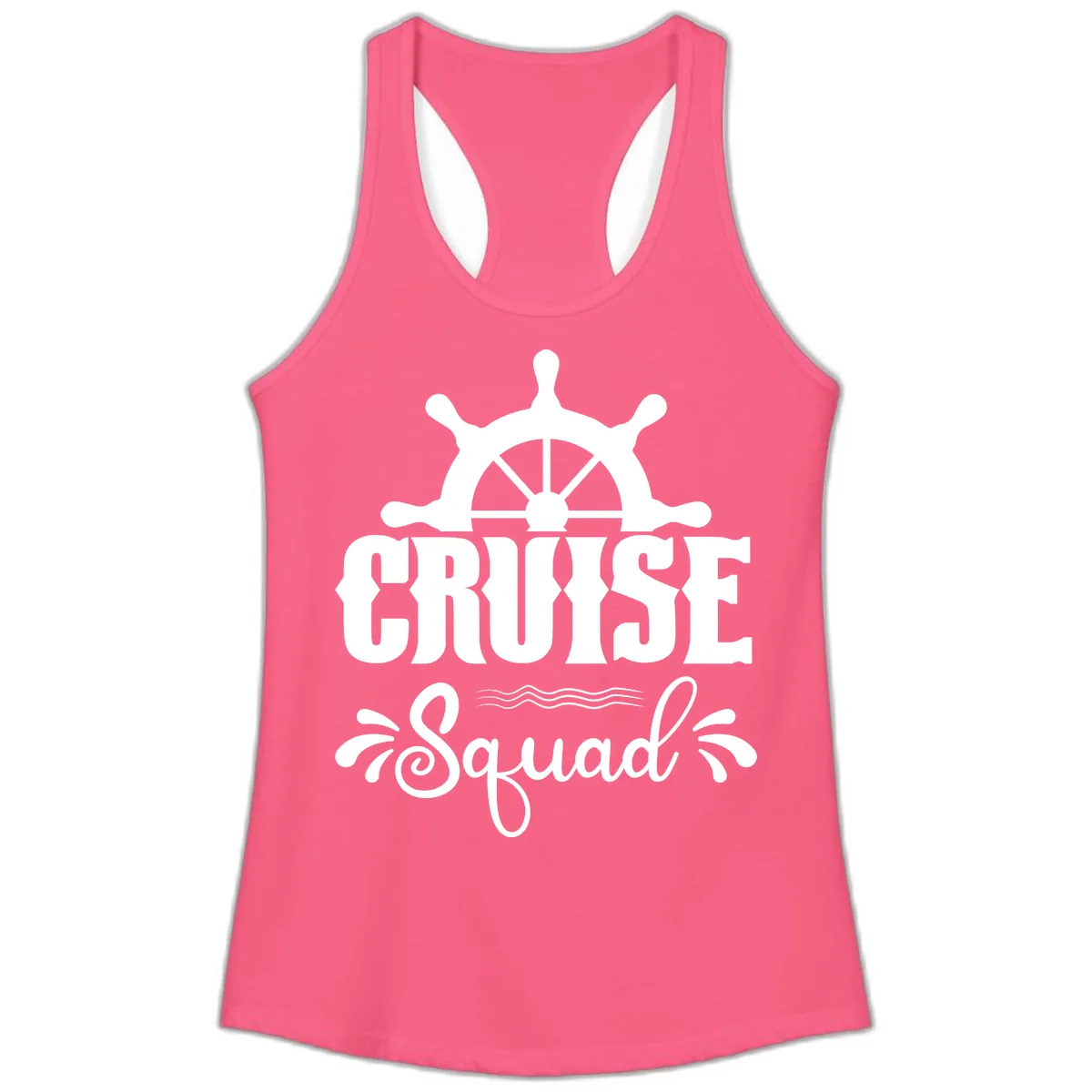 Cruise Squad Nautical Helm Ladies Tank in Solid Hot Pink