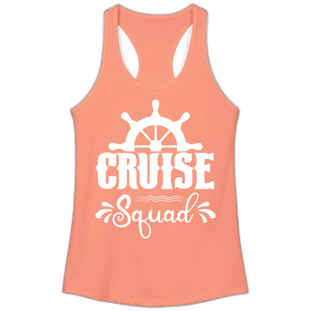 Cruise Squad Nautical Helm Ladies Tank in Solid Light Orange