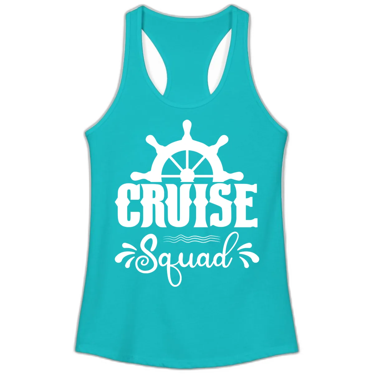 Cruise Squad Nautical Helm Ladies Tank in Tahiti Blue