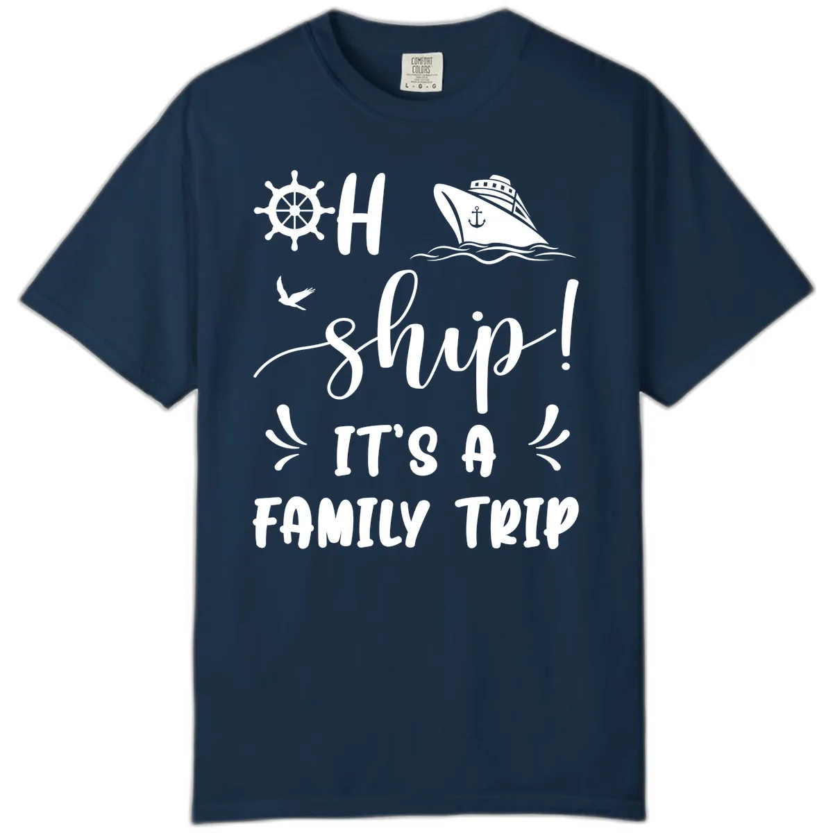 Ahoy Ship It's A Family Trip Comfort Color in True Navy