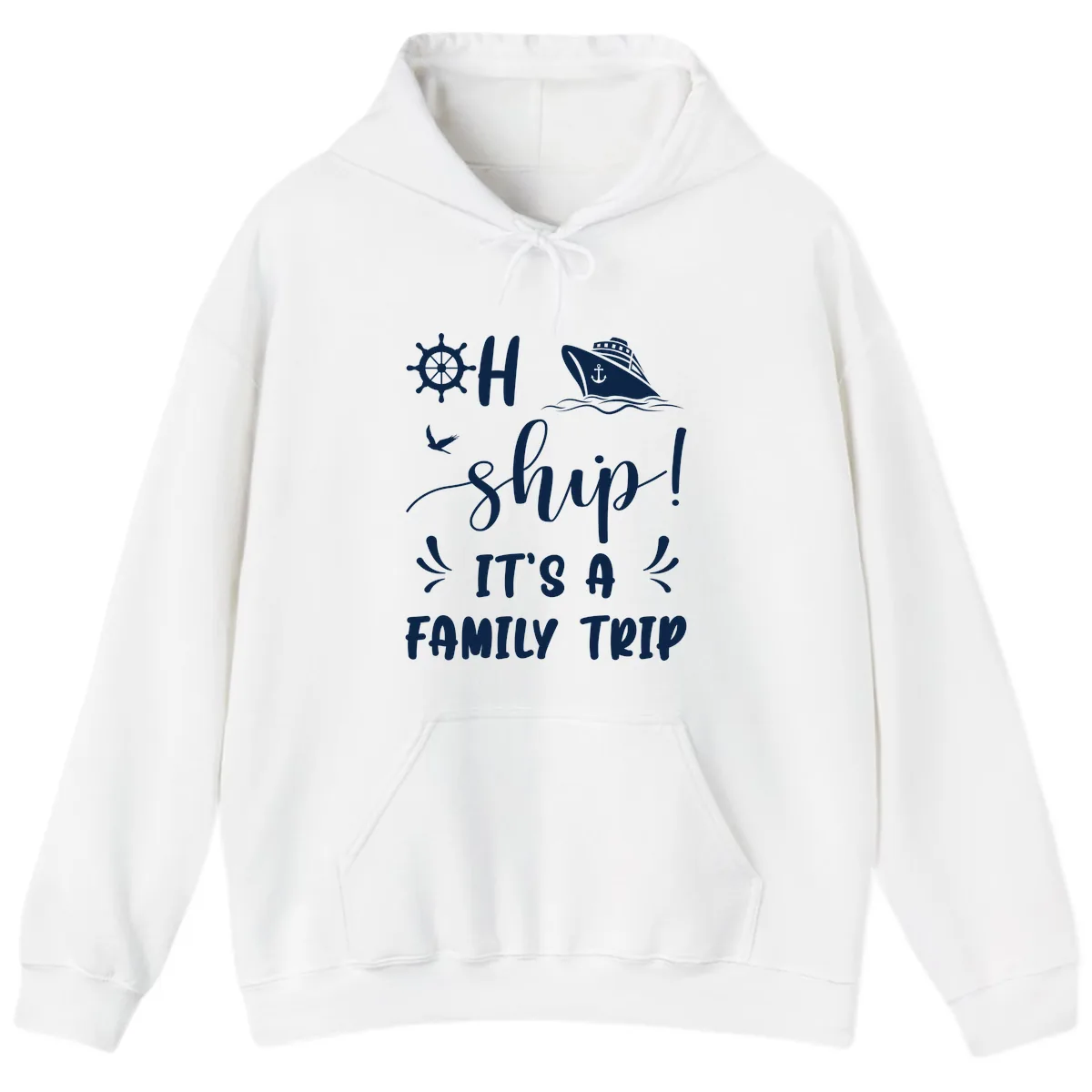 Ahoy Ship It's A Family Trip Hoodie in White