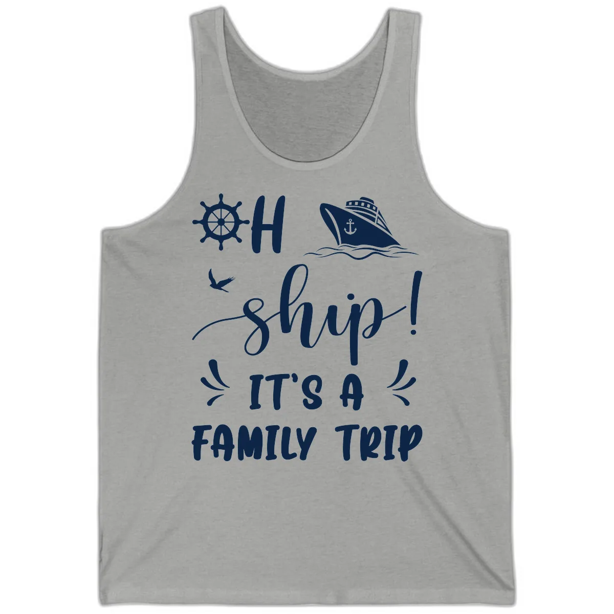Ahoy Ship It's A Family Trip Tank in Athletic Heather