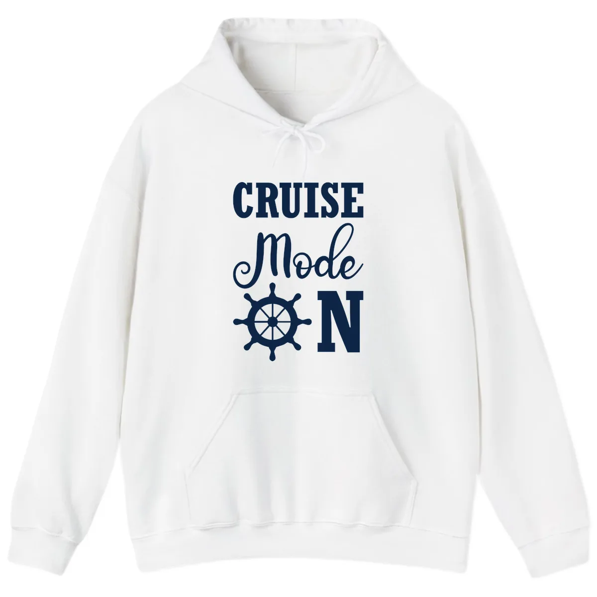 Cruise Mode Ship Wheel Hoodie in White