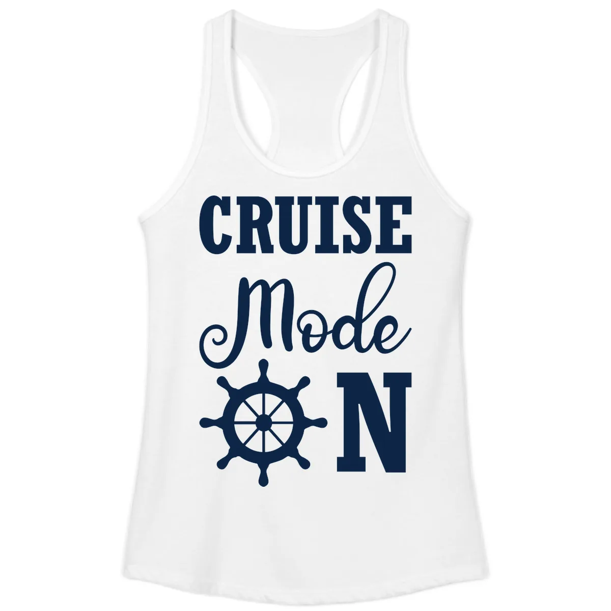 Cruise Mode Ship Wheel Ladies Tank in White