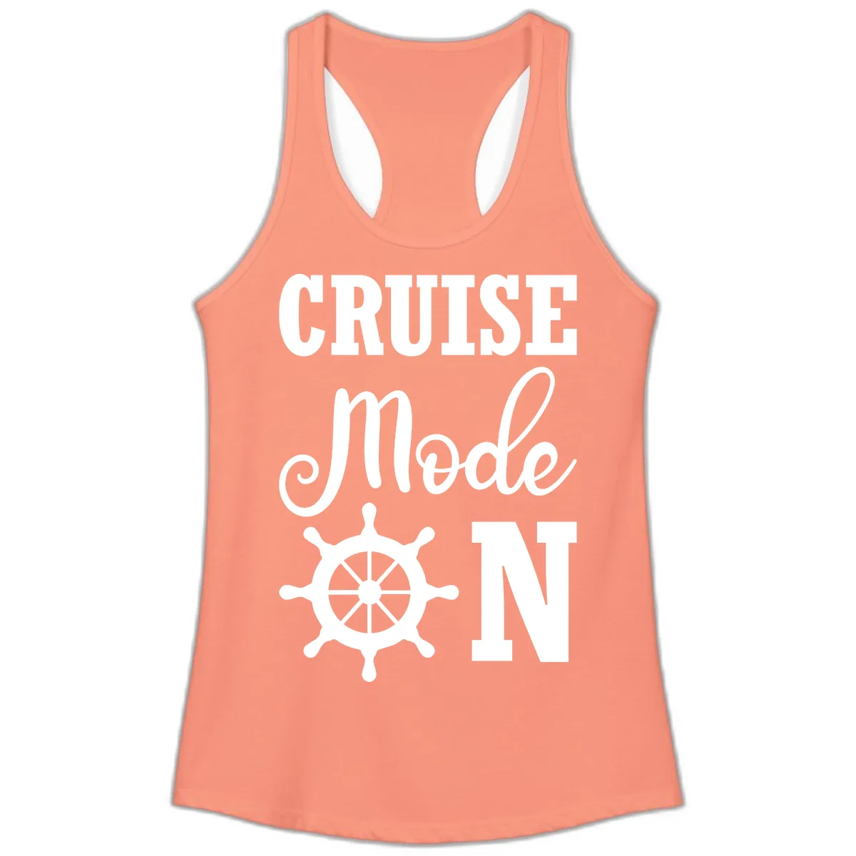 Cruise Mode Ship Wheel Ladies Tank in Solid Light Orange
