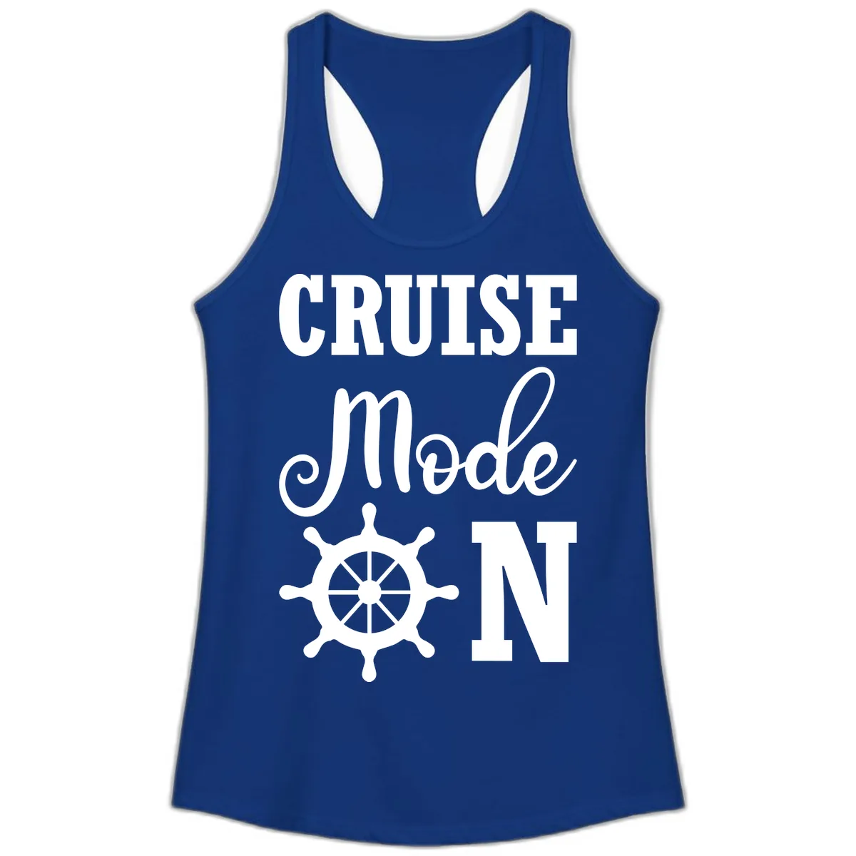 Cruise Mode Ship Wheel Ladies Tank in Solid Royal