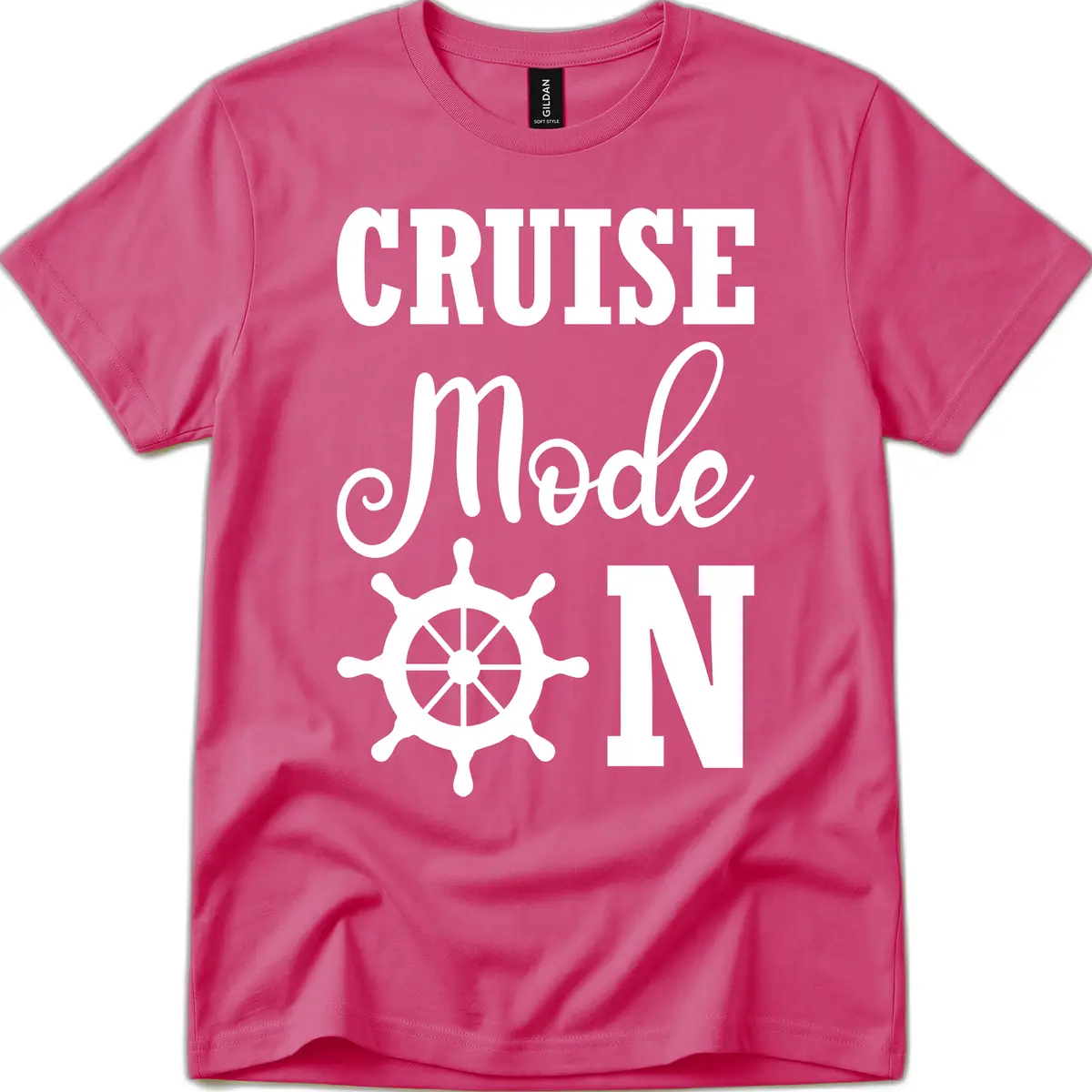 Cruise Mode Ship Wheel T-Shirt in Heliconia