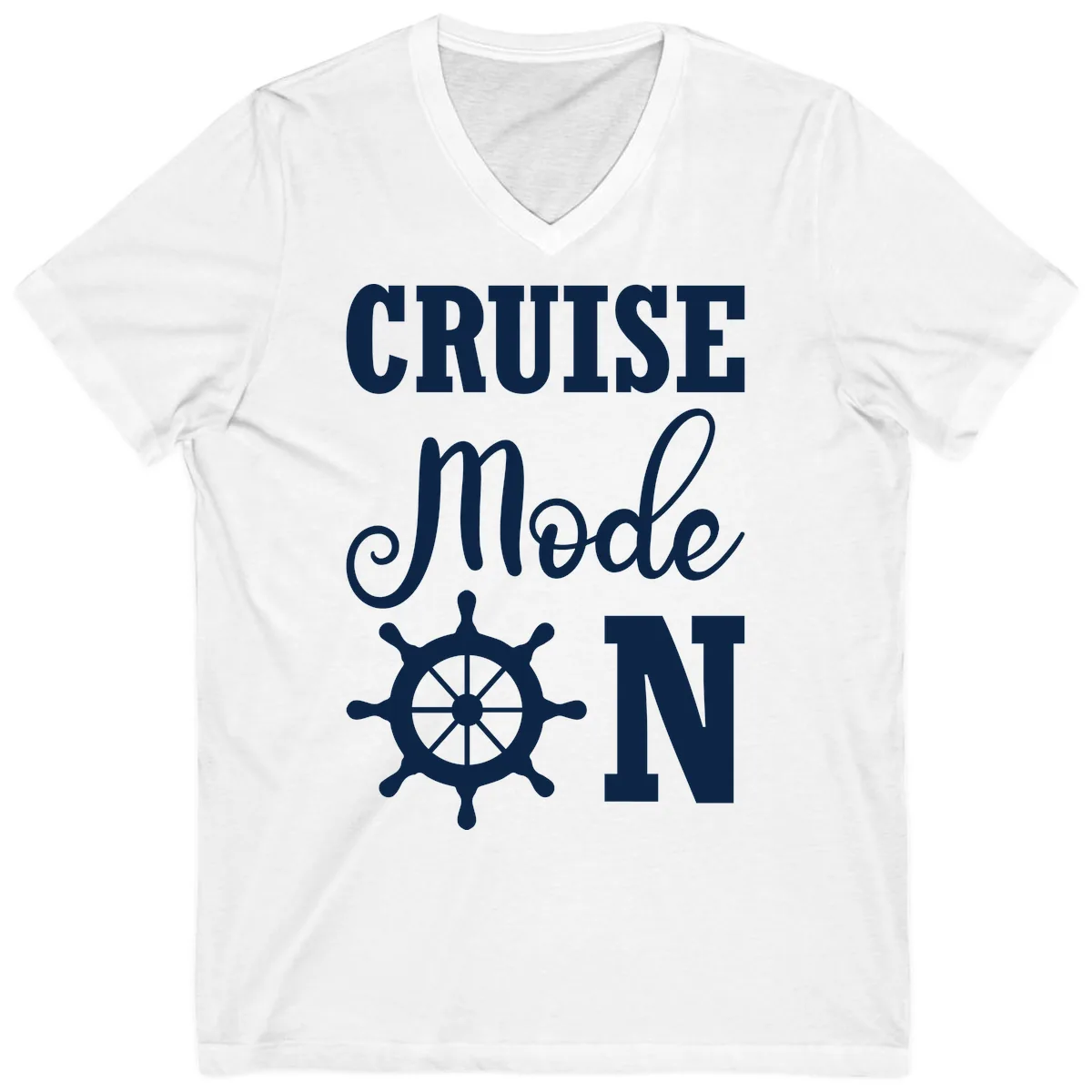 Cruise Mode Ship Wheel V-Neck in White