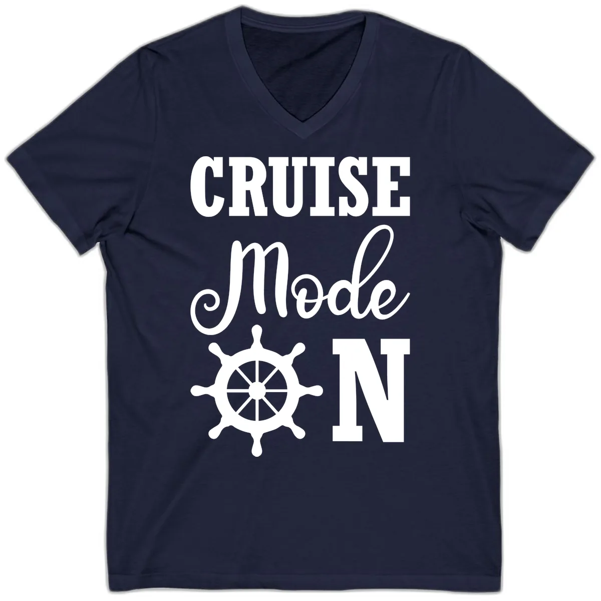 Cruise Mode Ship Wheel V-Neck in Navy