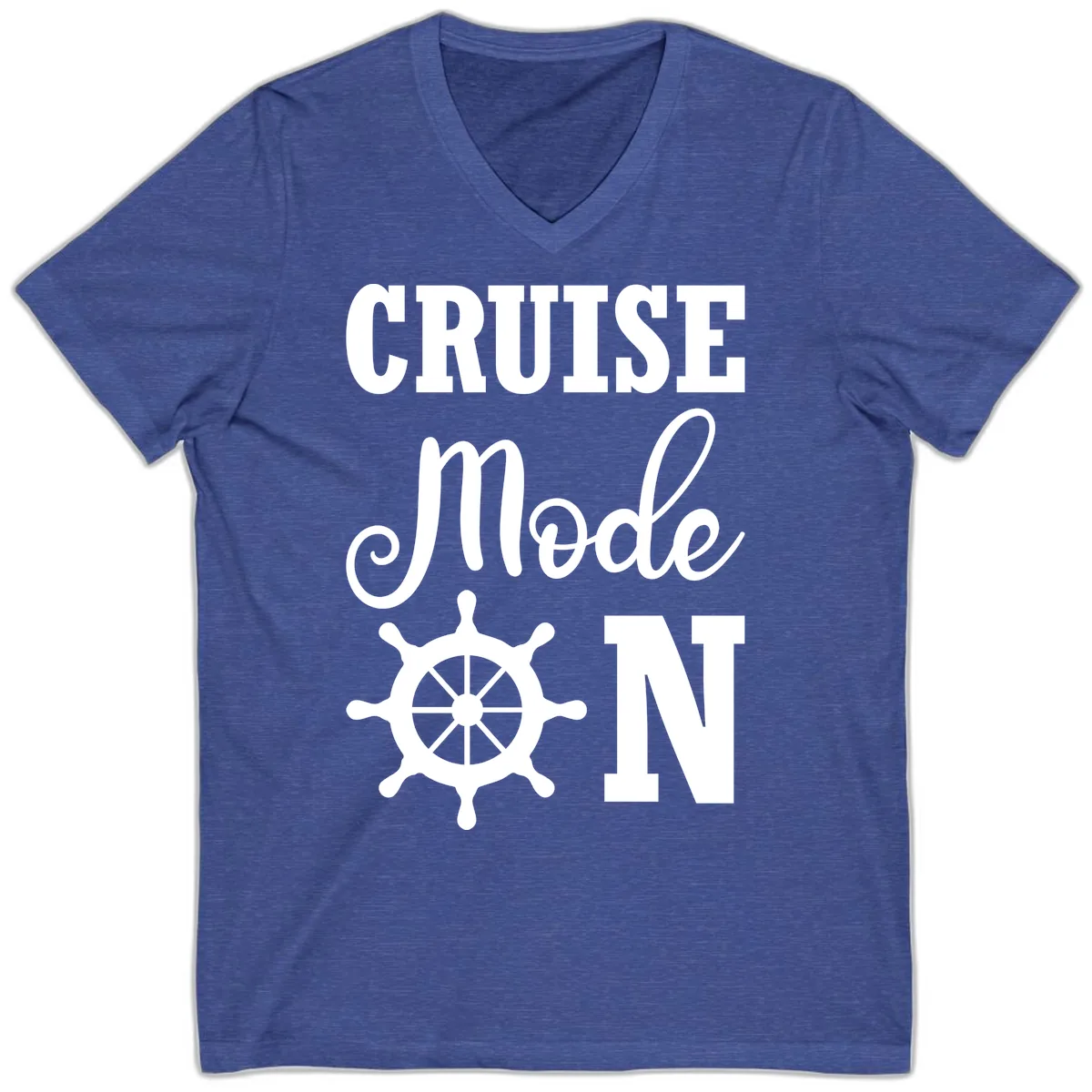 Cruise Mode Ship Wheel V-Neck in Heather True Royal