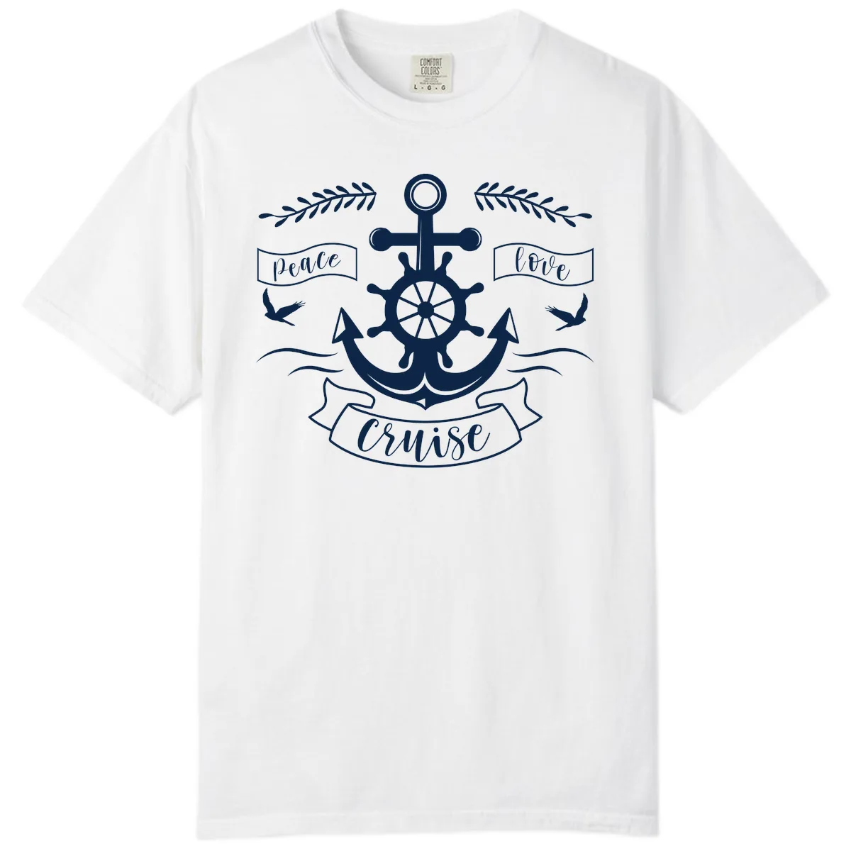 Peace Love Cruise Anchor Comfort Color in White