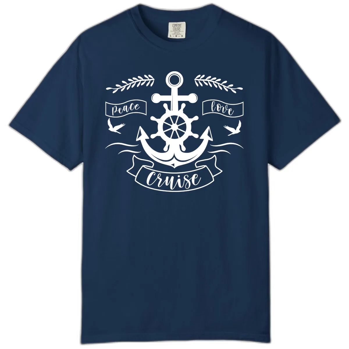 Peace Love Cruise Anchor Comfort Color in Navy