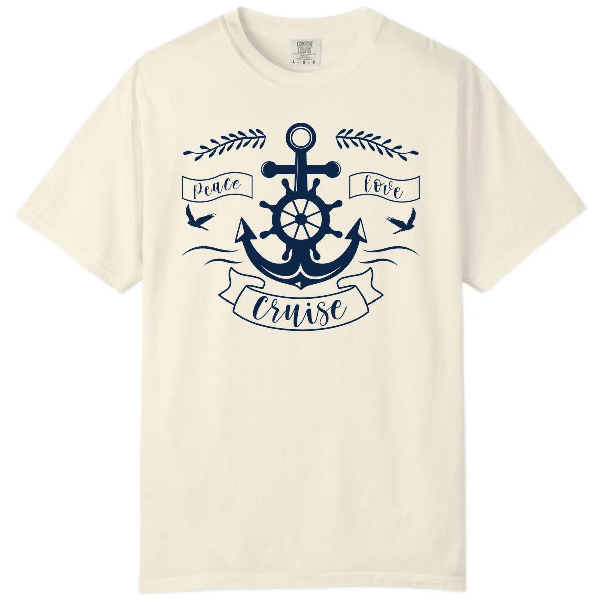 Peace Love Cruise Anchor Comfort Color in Ivory