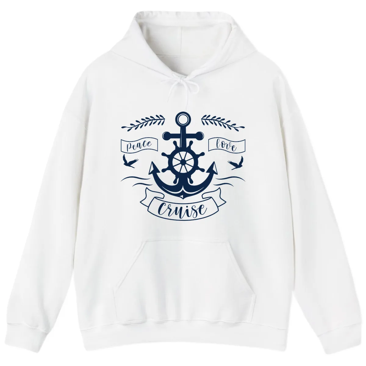 Peace Love Cruise Anchor Hoodie in White
