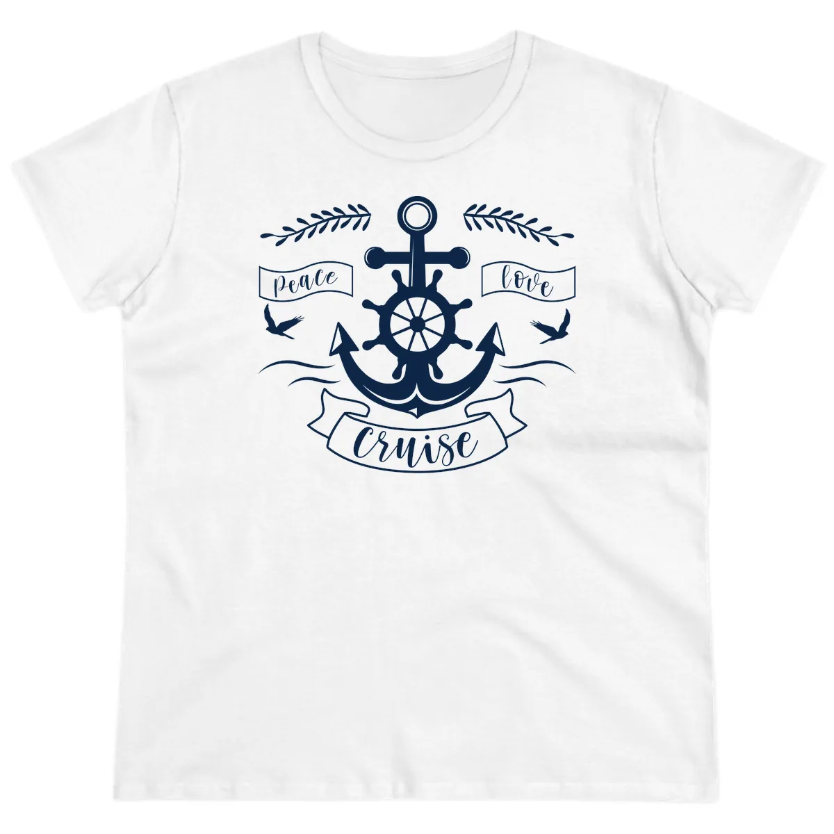 Peace Love Cruise Anchor Ladies Tee in White