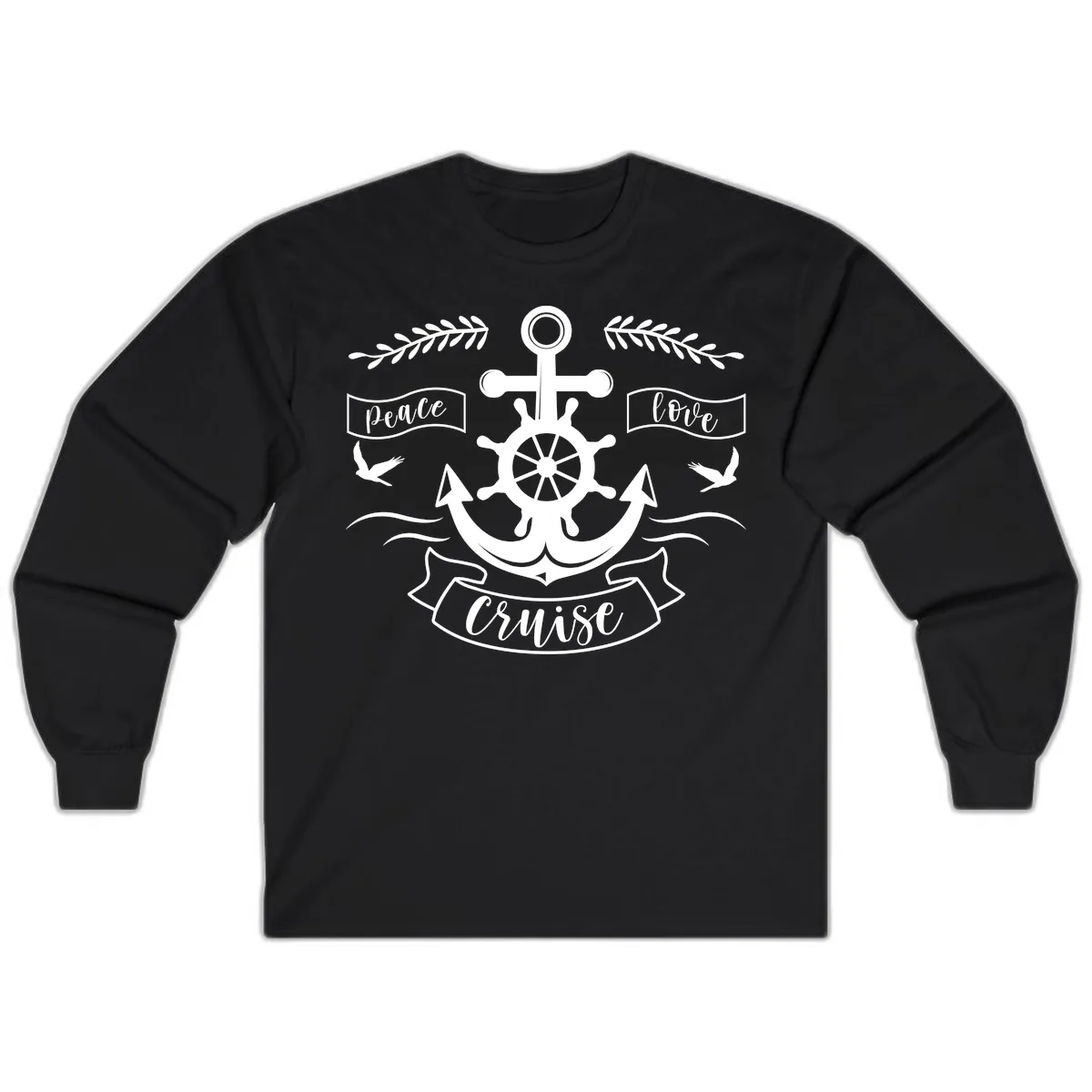Peace Love Cruise Anchor Long Sleeve in Black