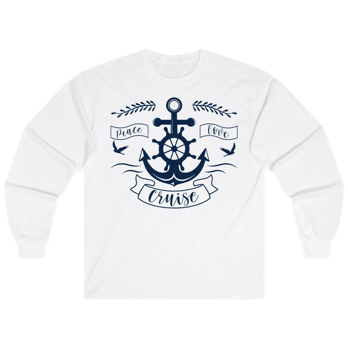 Peace Love Cruise Anchor Long Sleeve in White