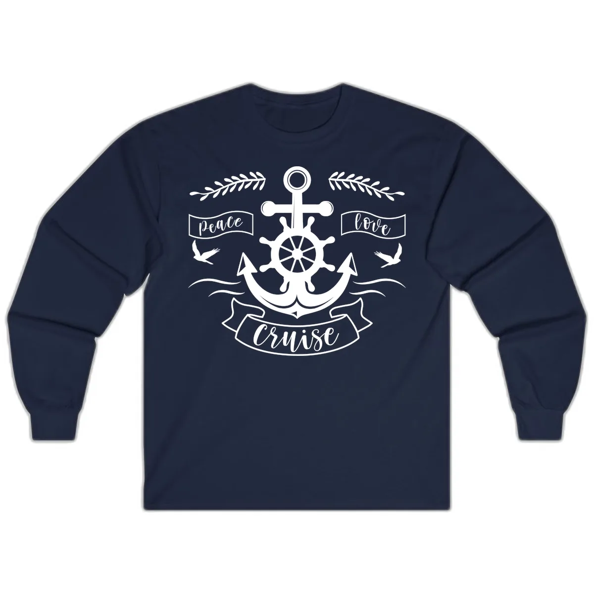 Peace Love Cruise Anchor Long Sleeve in Navy