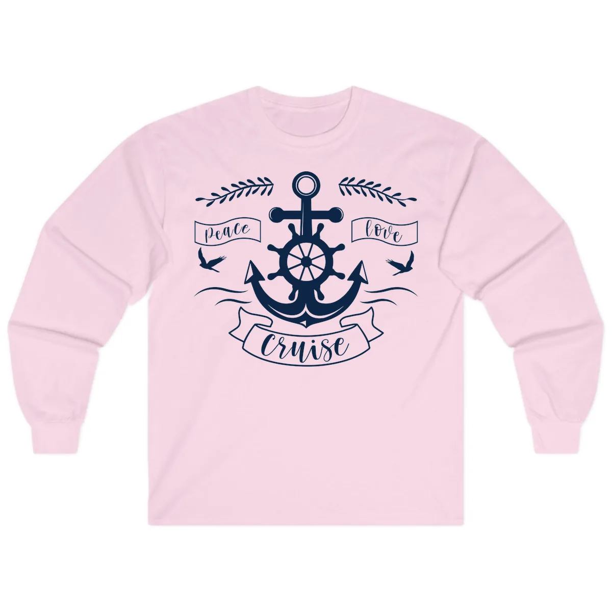 Peace Love Cruise Anchor Long Sleeve in Light Pink