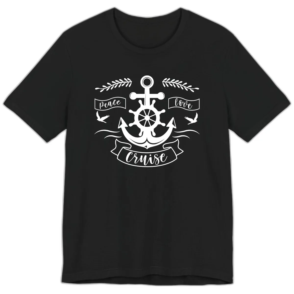Peace Love Cruise Anchor Premium T-Shirt in Black